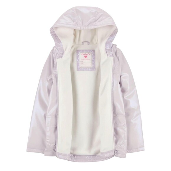 Carter's Baby Girls Midweight Jacket Fleece Lined Purple 2T Toddler Rain Coat - Picture 2 of 5